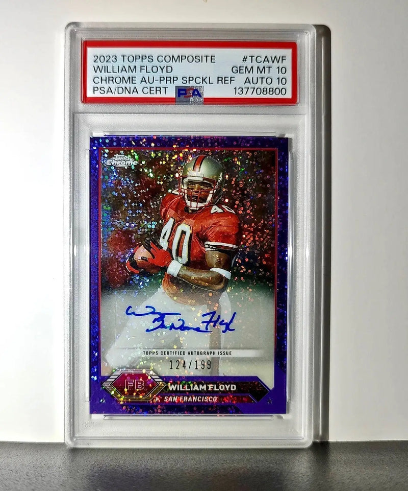 William Floyd 2023 Topps Chrome #TCA-WF Purple Geometric 124/199 PSA 10 Auto 10 - Football Card Single