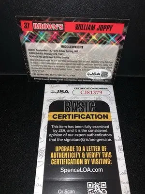 William Joppy 1999 Brown’s Boxing Signed Sealed Insert Bonus Card #37 Auto JSA - Other