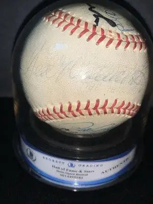 Williams Berra Seaver Drysdale Banks 15 Sigs HOF Signed Baseball BAS Auto Encap - Sports Memorabilia