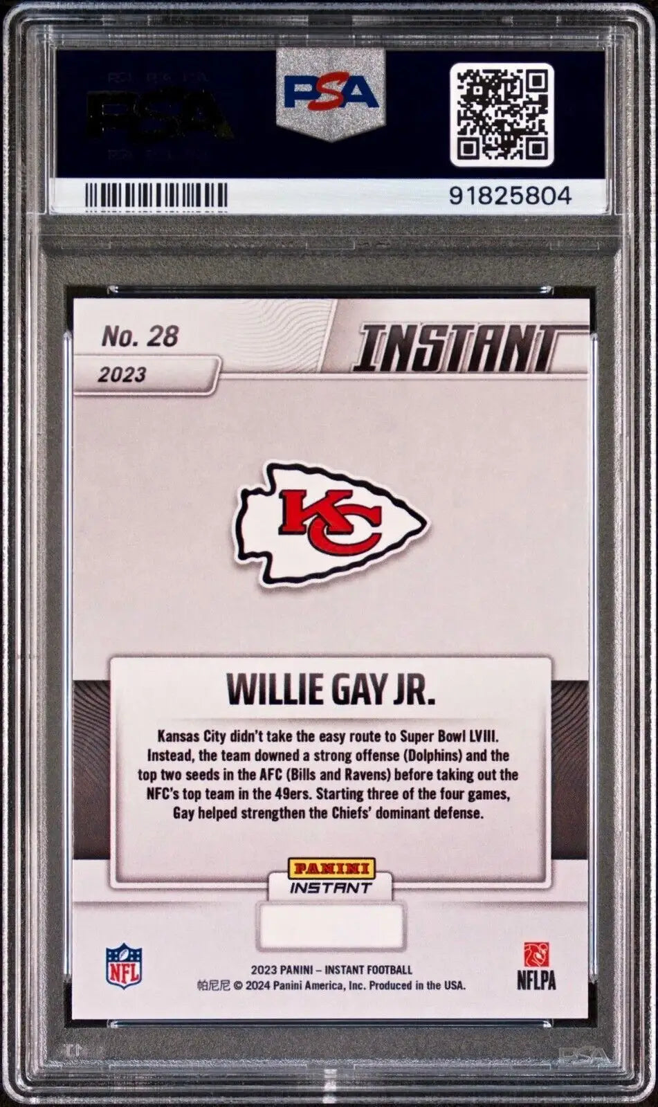 Willie Gay Jr. 2023 Panini NFL Superbowl Champions #28 Card PSA 9 Mint - Football Card Single