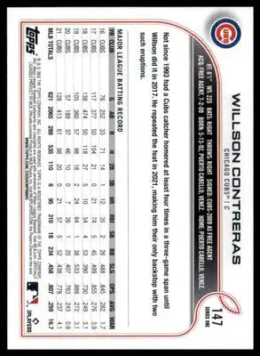 Willson Contreras 2022 Topps #147 Chicago Cubs - Baseball Card Single