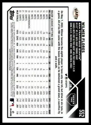 Wilmer Flores 2023 Topps #552 San Francisco Giants - Baseball Card Single
