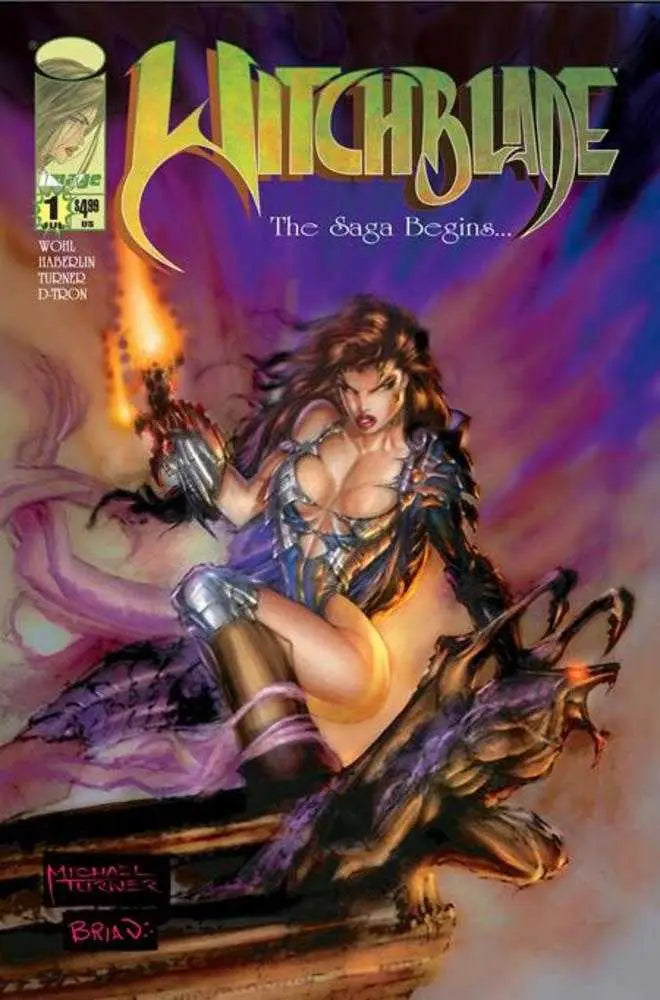Witchblade facsimile edition cover B Michael Turner foil variant featuring female armored character with flaming sword