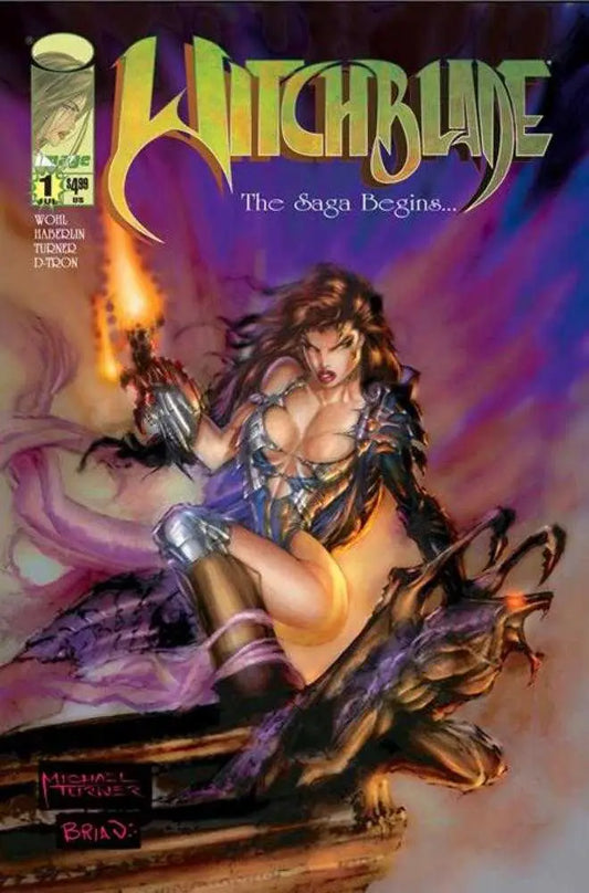Witchblade facsimile edition cover B Michael Turner foil variant featuring female armored character with flaming sword