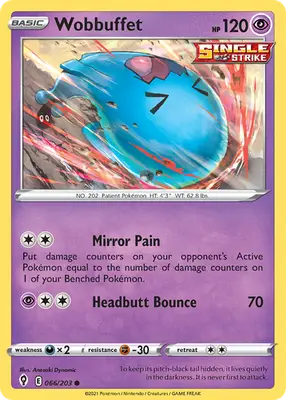 Wobbuffet - Evolving Skies - 066/203 - Reverse Holo LP Pokemon - Pokémon Card Single