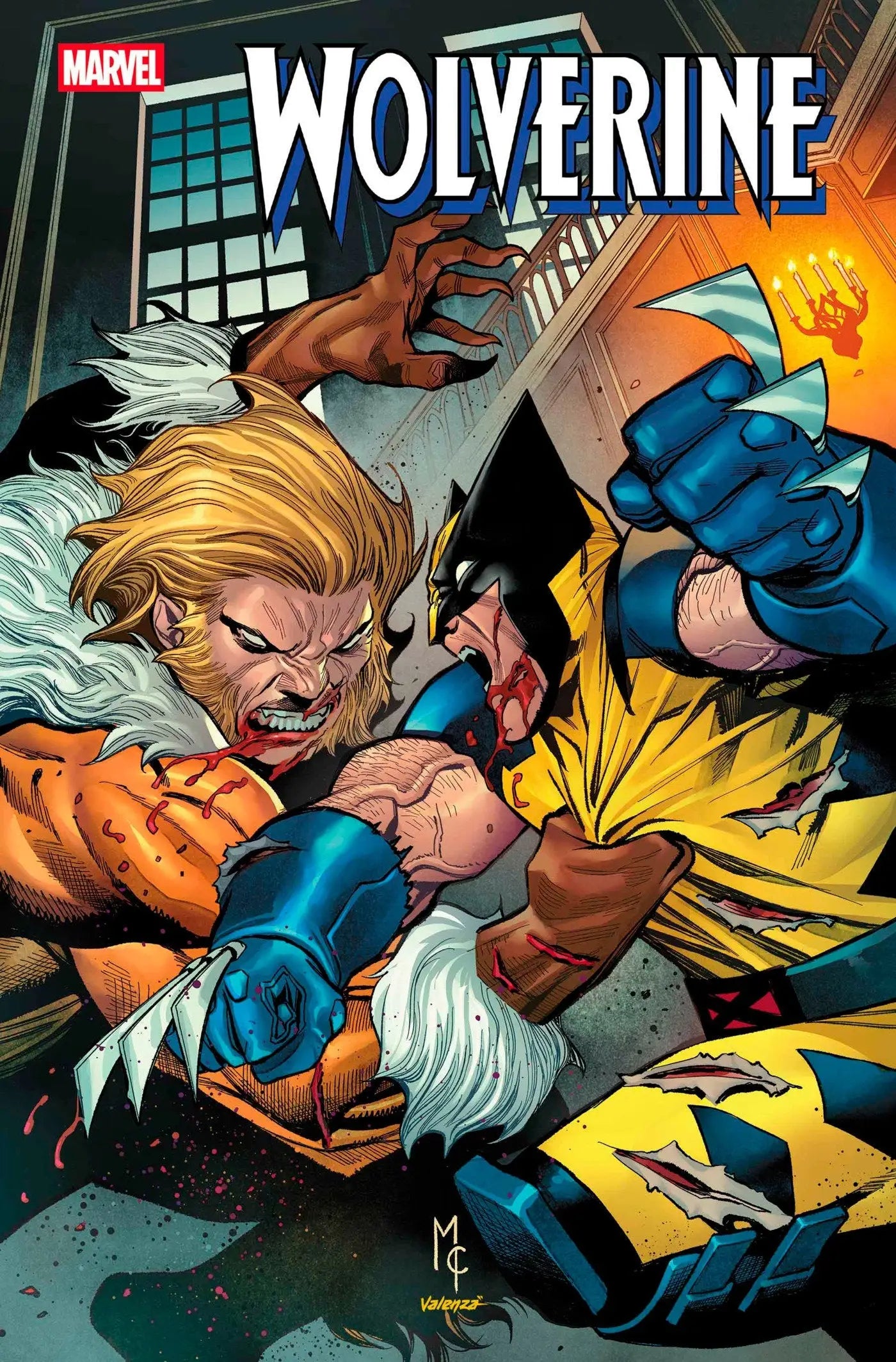 Comic book cover of Wolverine versus Sabretooth from Wolverine #11 rated parental advisory