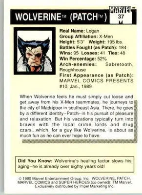 Wolverine - 1990 Impel Marvel Universe - #37 - Non_sport - Marvel Card Single