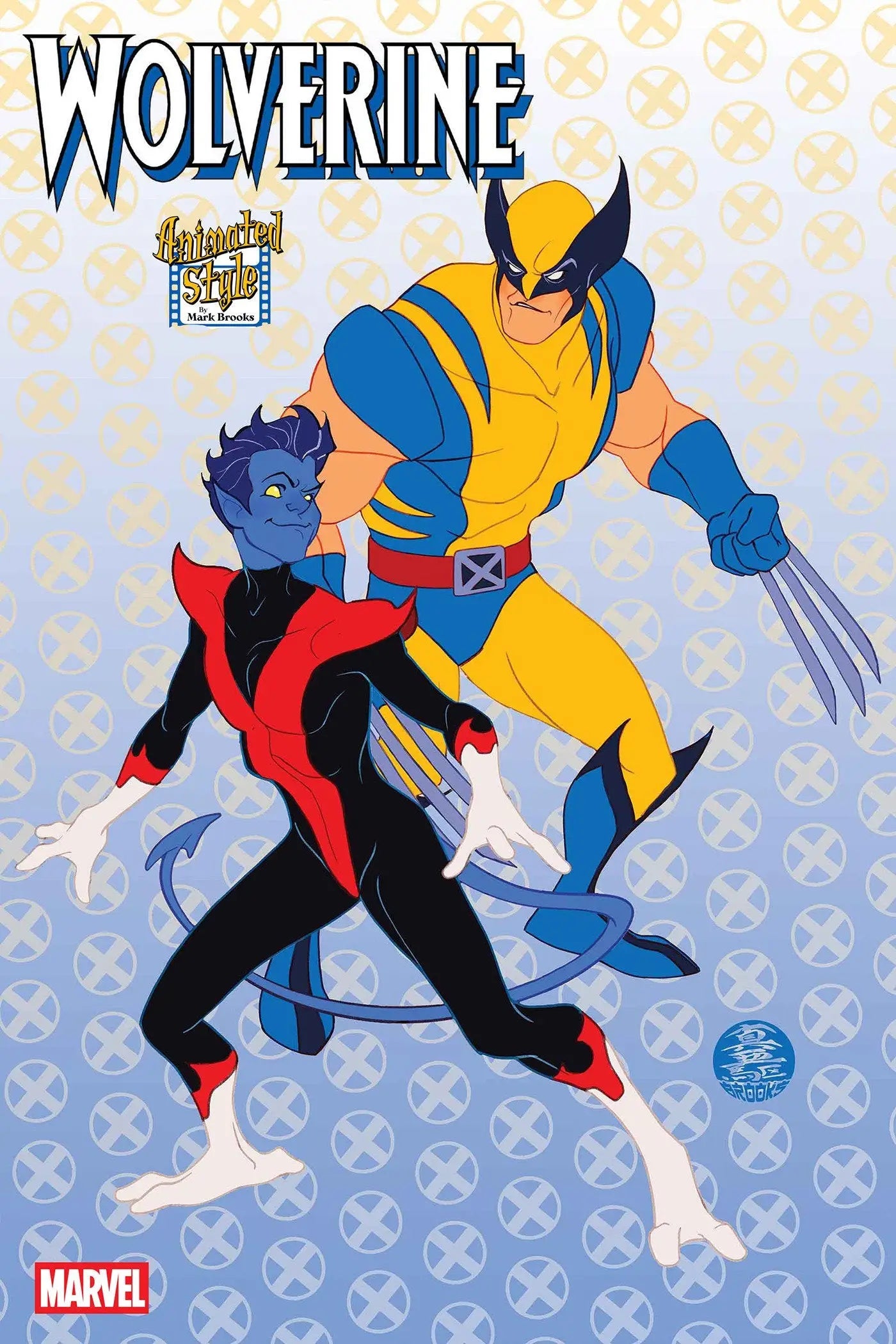 Wolverine and Nightcrawler comic book cover featuring Mark Brooks animated-style variant