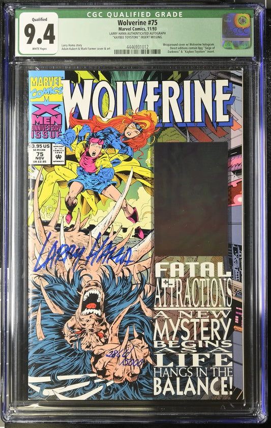 Wolverine #75 graded CGC 9.4 Signed by Larry Hama No Kaybee Insert - Comic Book