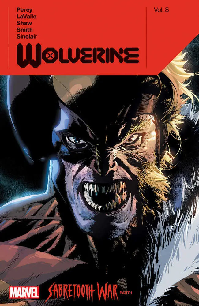 Wolverine comic book cover for Benjamin Percy Volume Sabretooth War featuring Krakoa Falls