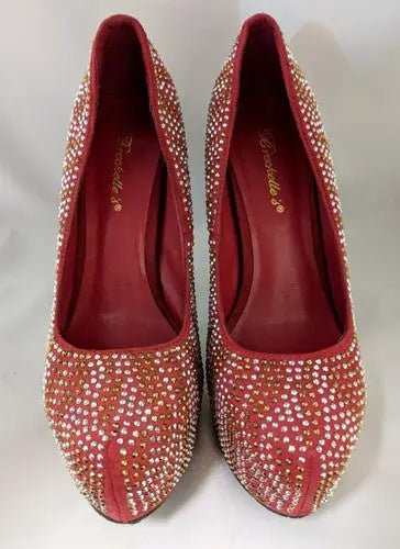 Women’s Breckelle’s Red Stilettos silver and gold rhinestone textured size 7 1/2 - Apparel