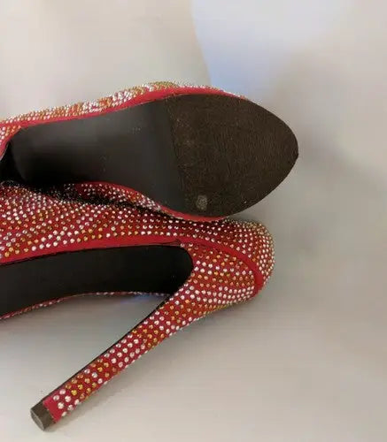 Women’s Breckelle’s Red Stilettos silver and gold rhinestone textured size 7 1/2 - Apparel