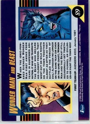Wonder Man and Beast - 1992 Impel Marvel Universe - NM - #89 - Marvel Card Single