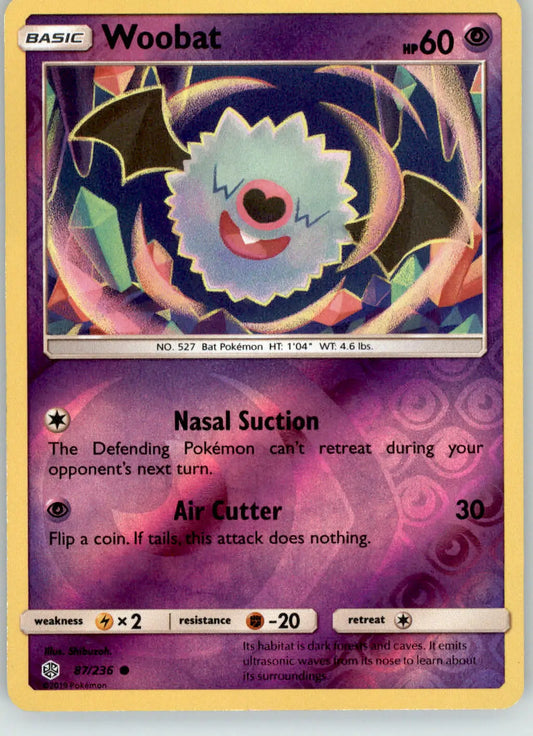 Woobat - Cosmic Eclipse - 87/236 - Reverse Holo LP Pokemon - Pokémon Card Single