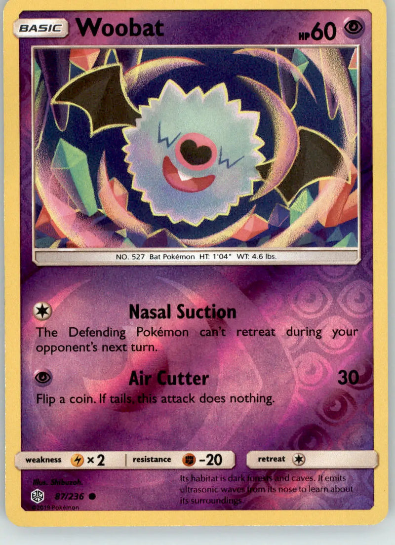 Woobat - Cosmic Eclipse - 87/236 - Reverse Holo LP Pokemon - Pokémon Card Single