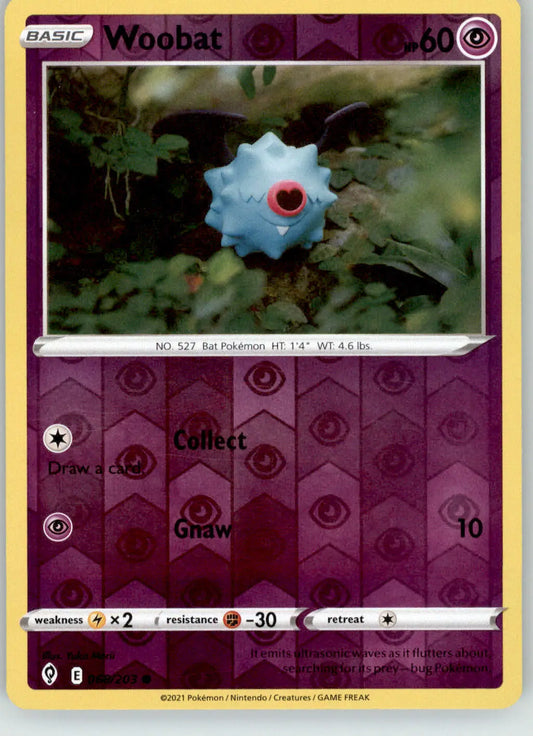 Woobat - Evolving Skies - 068/203 - Reverse Holo LP Pokemon - Pokémon Card Single