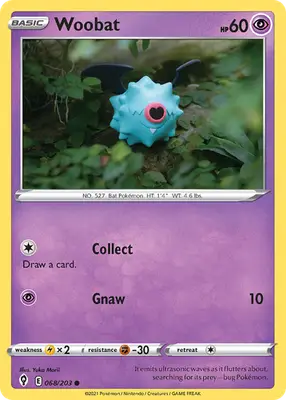 Woobat - Evolving Skies - 068/203 - Reverse Holo LP Pokemon - Pokémon Card Single