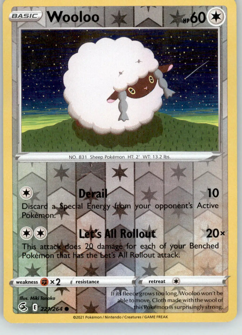 Wooloo - Fusion Strike - 221/264 - Reverse Holo LP Pokemon - Pokémon Card Single