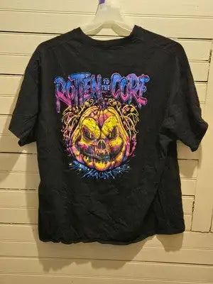 Worlds of Fun Haunt T-Shirt Mens XXL Rotten to the Core Pumpkin Skull Graphic - Apparel