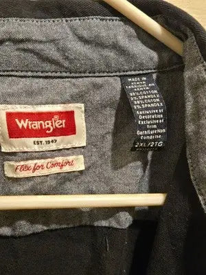 Wrangler Shirt Jacket Mens 2XL Black Flex for Comfort Long Sleeve Button Up Work - Apparel