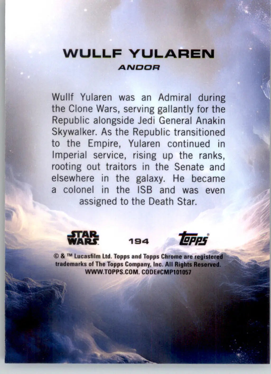 Wullf Yularen - 2025 Topps Chrome Sapphire Edition Star Wars - #194 - Non_sport