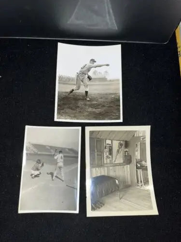 Three vintage baseball photographs perfect for collectors of baseball cards or trading cards