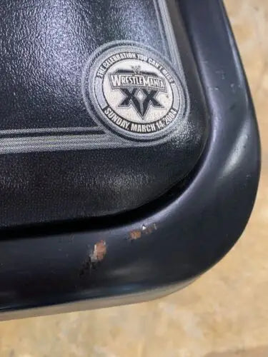 WWE 2003 Vengeance Ringside VIP Chair with WrestleMania XX black tray and paint chips