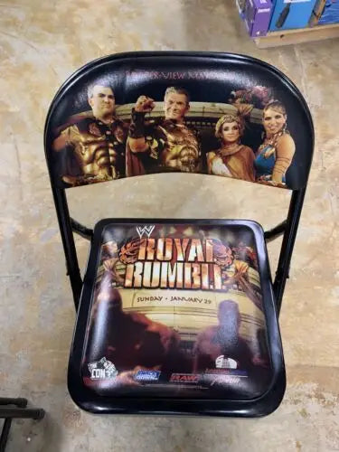 WWE Royal Rumble Event VIP Folding Chair featuring Rey Mysterio and Vince McMahon