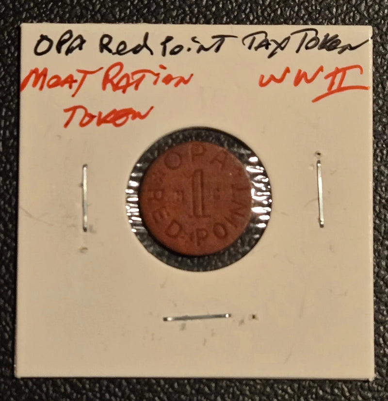 WWII OPA Red Point 1 Ration Token Letter HC Meat Fats Home Front History - Coins & Currency
