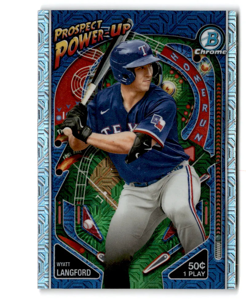 Wyatt Langford 2024 Bowman Mega Box Mojo Refractor #PP-3 POWER-UP - Baseball Card Box