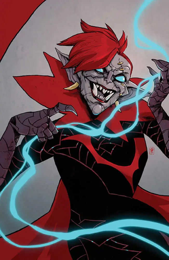 Menacing humanoid creature with red hair and blue energy on Wynd The Throne In The Sky trading card