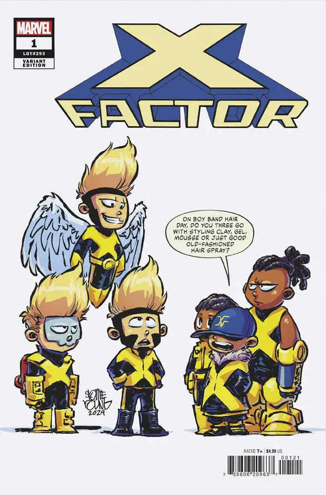 X-Factor #1 Skottie Young Variant comic book cover with chibi X-Men and trading cards theme