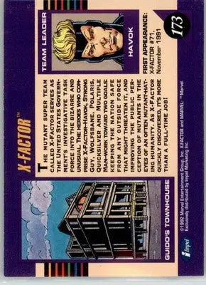 X-Factor - 1992 Impel Marvel Universe - NM - #173 - Marvel Card Single