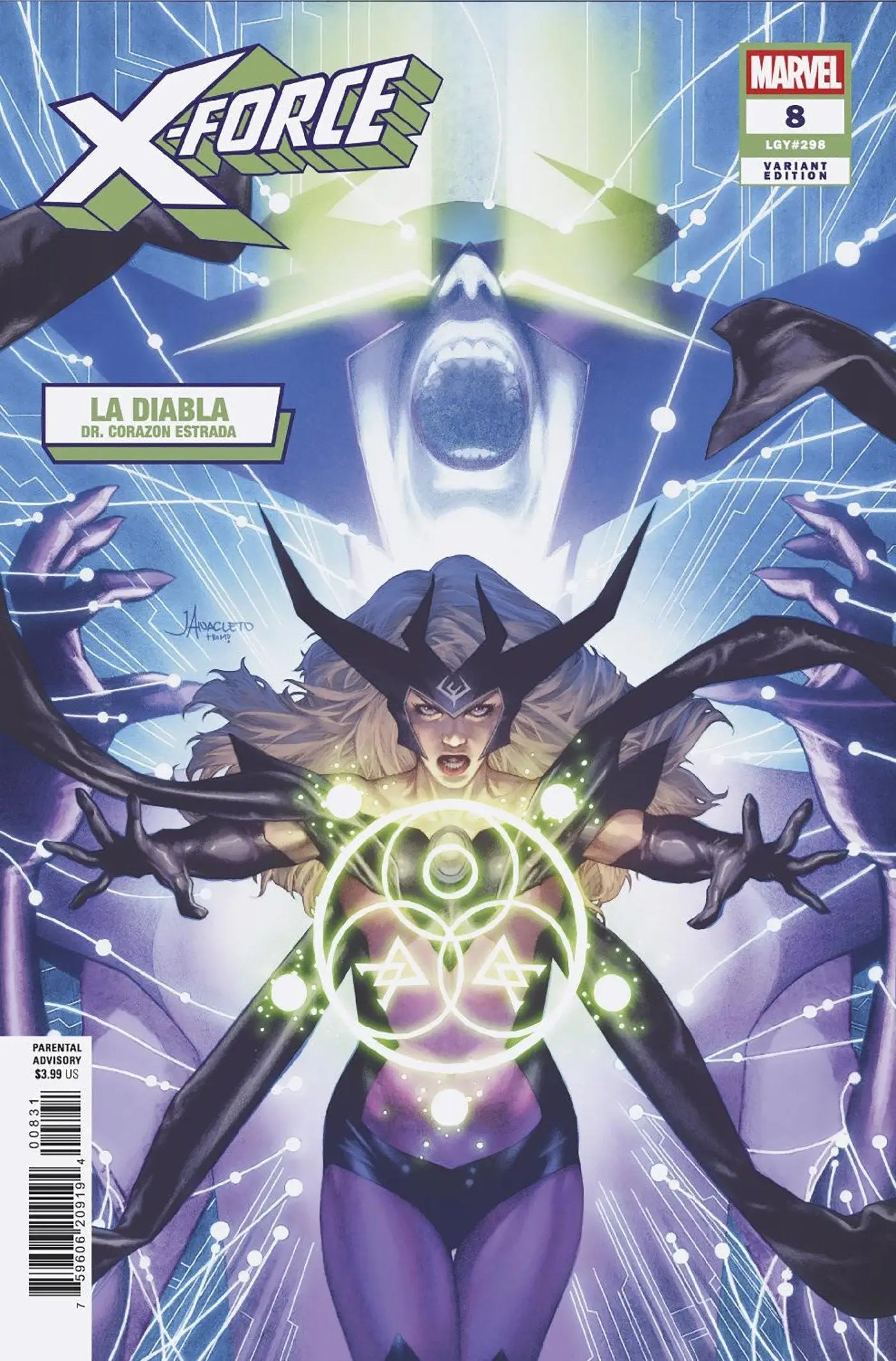 X-Force #8 Jay Anacleto La Diabla Variant comic book cover featuring Diabla Variant design