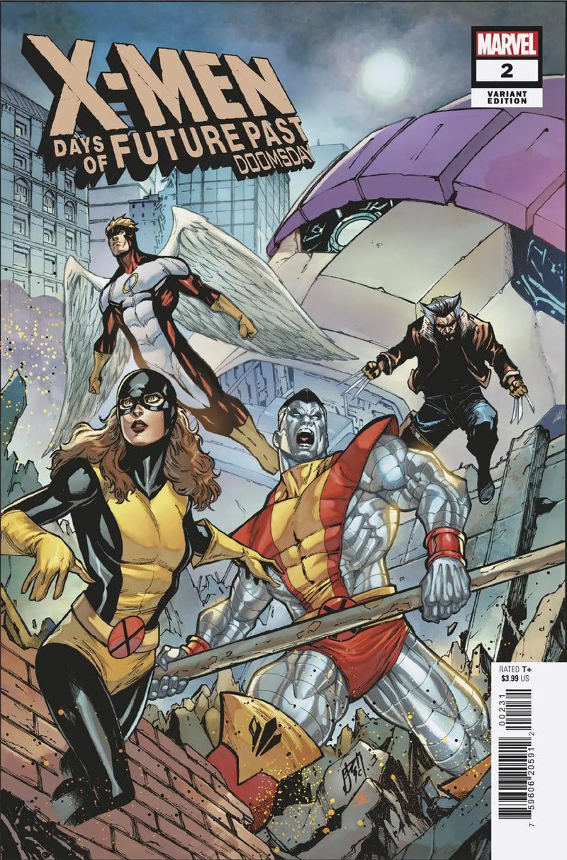 Comic book cover of X-Men: Days Of Future Past #2 with superheroes in action poses