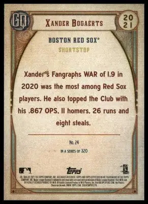 Xander Bogaerts 2021 Topps Gypsy Queen #24 Boston Red Sox - Baseball Card Single