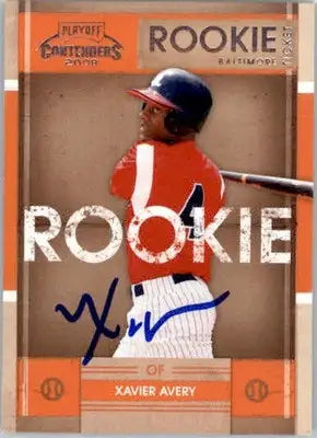 Xavier Avery - 2008 Playoff Contenders - #50 - AUTO Baseball - Baseball Card Single