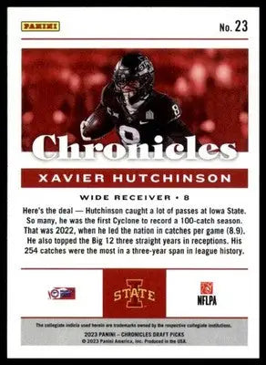 Xavier Hutchinson 2023 Panini Chronicles Draft Picks #23 Iowa State Cyclones - Football Card Single
