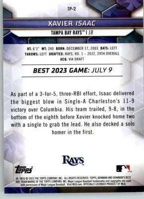 Xavier Isaac - 2023 Bowman’s Best - #TP-2 - Top Prospects Baseball - Baseball Card Single