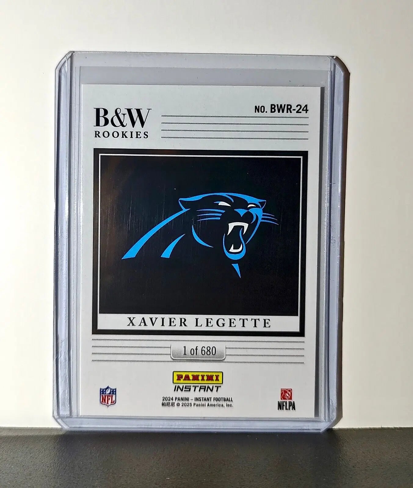 Xavier Legette 2024 Panini NFL #24 Black & White Rookies Card Panthers 1 of 680 - Football Card Single