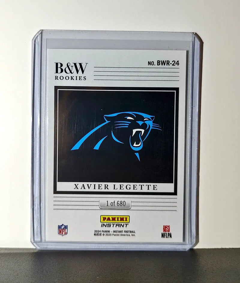 Xavier Legette 2024 Panini NFL #24 Black & White Rookies Card Panthers 1 of 680 - Football Card Single