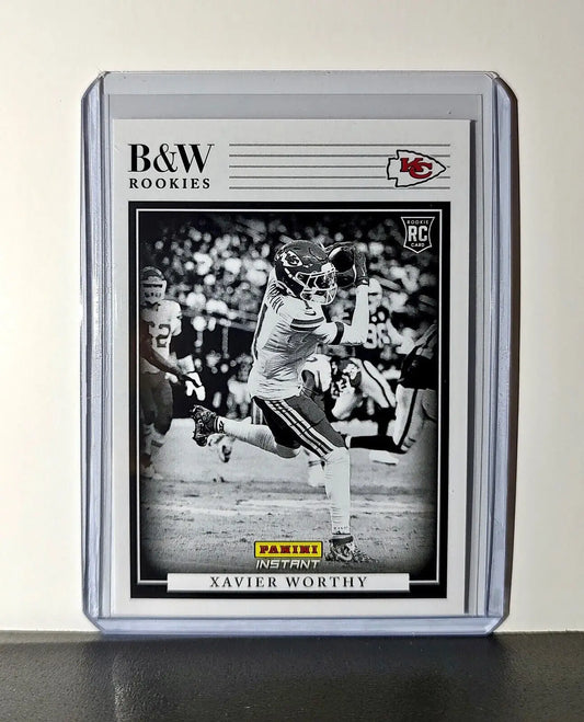 Xavier Worthy 2024 Panini NFL #23 Black & White Rookies Card Chiefs 1 of 680 - Football Card Single