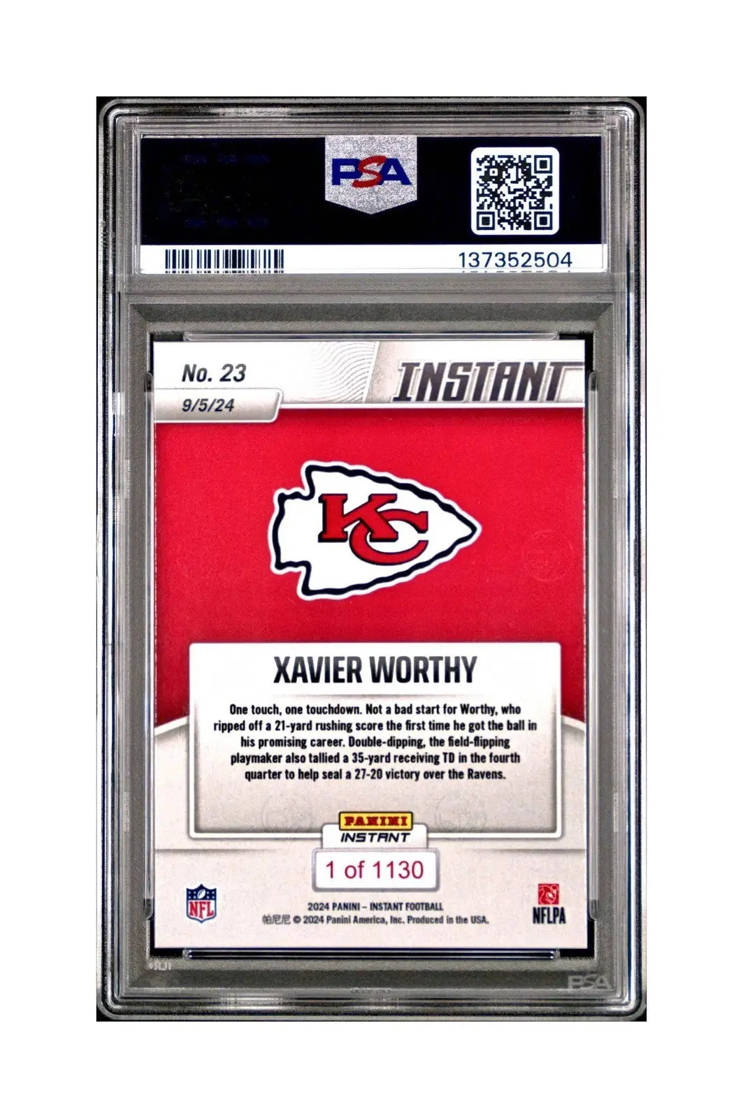 Xavier Worthy Rookie 2024 Panini Instant NFL #23 PSA 10 Gem Mint - Football Card Single