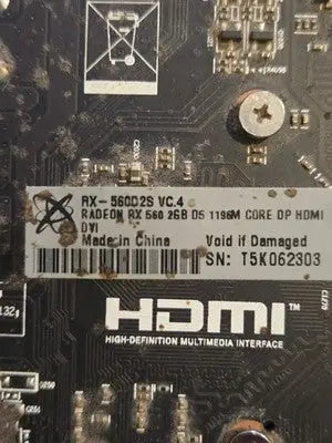 XFX Radeon RX 560 2GB GDDR5 PCIe Graphics Card HDMI DP DVI Used Single Fan - Other