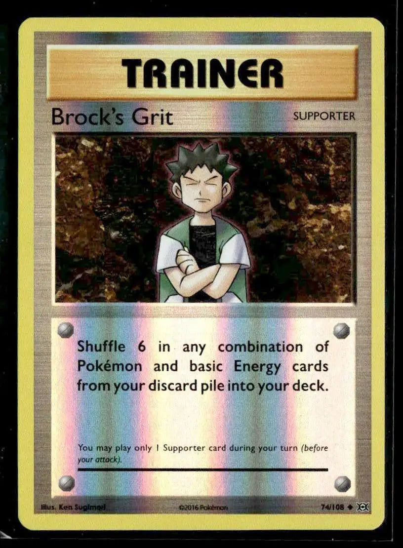 XY - Evolutions #74/108 Brock’s Grit Reverse Holo Uncommon NM - Pokémon Card Single