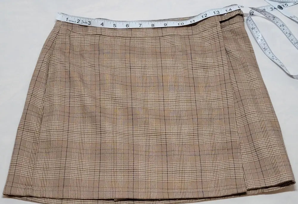 Y2K Plaid Mini Skirt - Hesperus Wrap Skirt Size M Goth Grunge Skater/Brown - Apparel