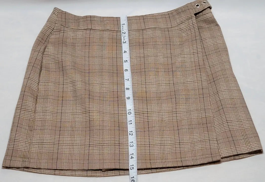 Y2K Plaid Mini Skirt - Hesperus Wrap Skirt Size M Goth Grunge Skater/Brown - Apparel