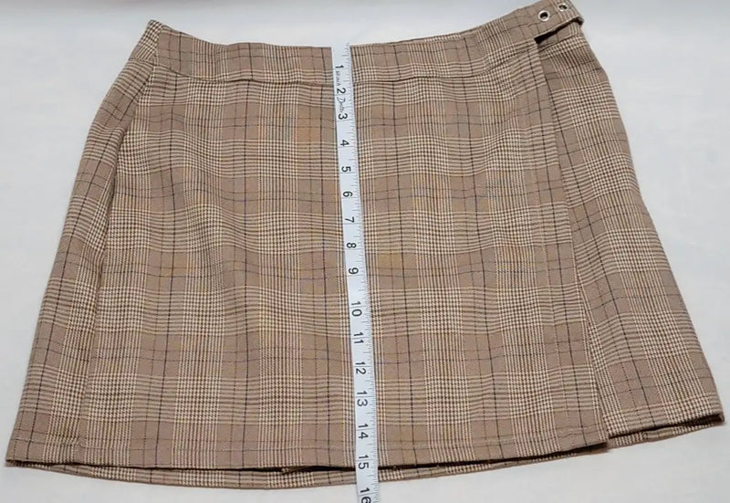 Y2K Plaid Mini Skirt - Hesperus Wrap Skirt Size M Goth Grunge Skater/Brown - Apparel