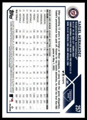 Yadiel Hernandez 2023 Topps #257 Washington Nationals - Baseball Card Single