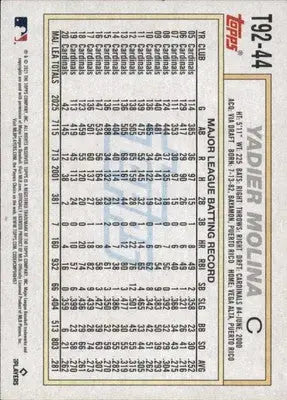 Yadier Molina 2021 Topps Update 1992 Topps Redux #T92-44 St. Louis Cardinals - Baseball Card Single